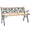 vidaXL Garden Bench Natural wood with green Wood, Wrought Iron, PVC 48 in