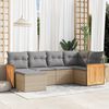 vidaXL Garden Sofa Set Beige PE Rattan 6-piece set Adjustable Feet