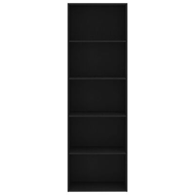 vidaXL 5-Tier Book Cabinet Black 23.6"x11.8"x74.4" Chipboard