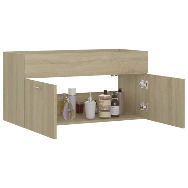 vidaXL Sink Cabinet Sonoma oak Engineered wood 35.4 x 15.2 x 18.1 in