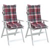 vidaXL Highback Chair Cushion Set of 2 Red Check Pattern