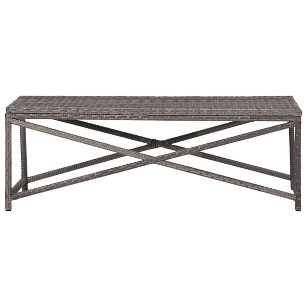 vidaXL Bench Grey PE Rattan, Powder-Coated Steel 47.2 in Tough Bench