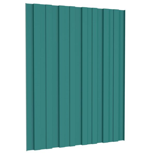 vidaXL Roof Panels 12 pcs Galvanised Steel Green 23.6x17.7"