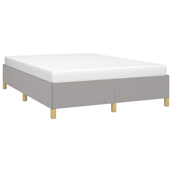 vidaXL Bed Frame Light Grey Polyester, Plywood, Engineered Wood Full