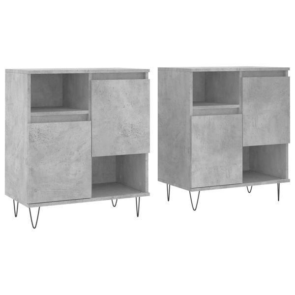 vidaXL Sideboard Set of 2 Concrete grey Engineered wood, metal Sideboard
