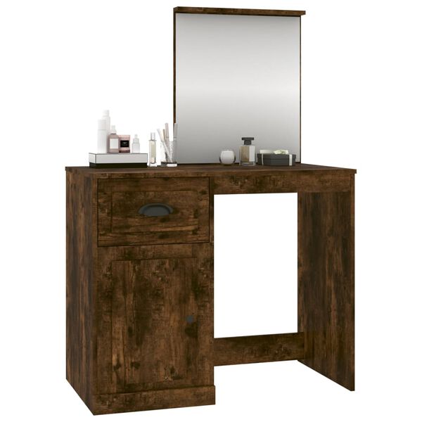 vidaXL Dressing Table Smoked Oak Engineered Wood 35.4 x 19.7 x 52.2 in