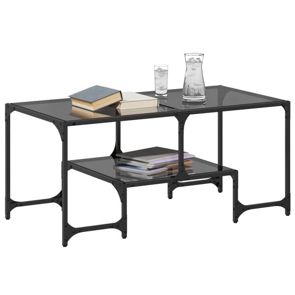 vidaXL Coffee Table Black glass Engineered wood, steel and glass