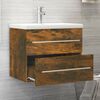 vidaXL Sink Cabinet With Basin Smoked oak, White Engineered wood, Ceramic