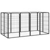 vidaXL Dog Playpen Black Powder-coated Steel Large Height-Adjustable