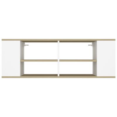 vidaXL Wall-Mounted TV Stand White&Sonoma Oak 40.2"x13.8"x13.8" Engineered Wood