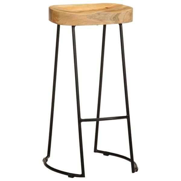 vidaXL Gavin Bar Stool Set of 2 Brown and black Solid mango wood and iron