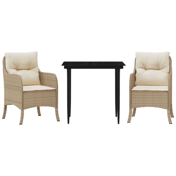 vidaXL Garden Dining Set Beige PE rattan 5 Piece Removable Covers