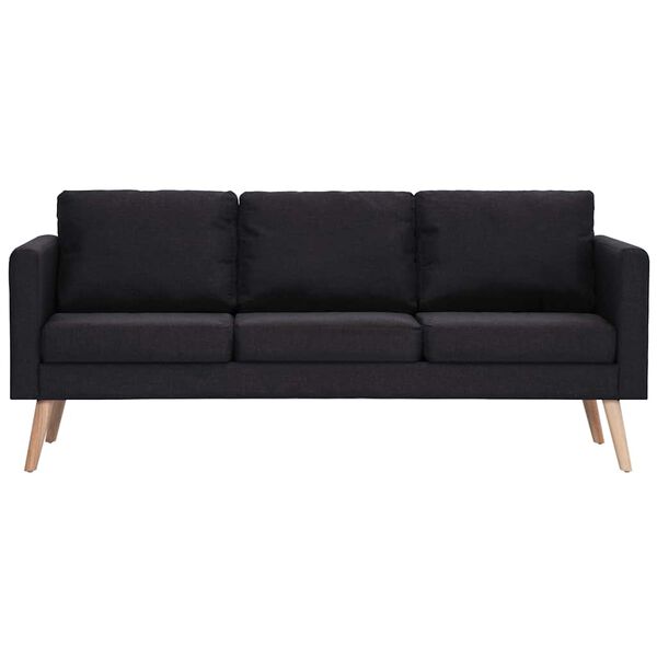 vidaXL Sofa Black Wooden frame and polyester fabric 3-Seater