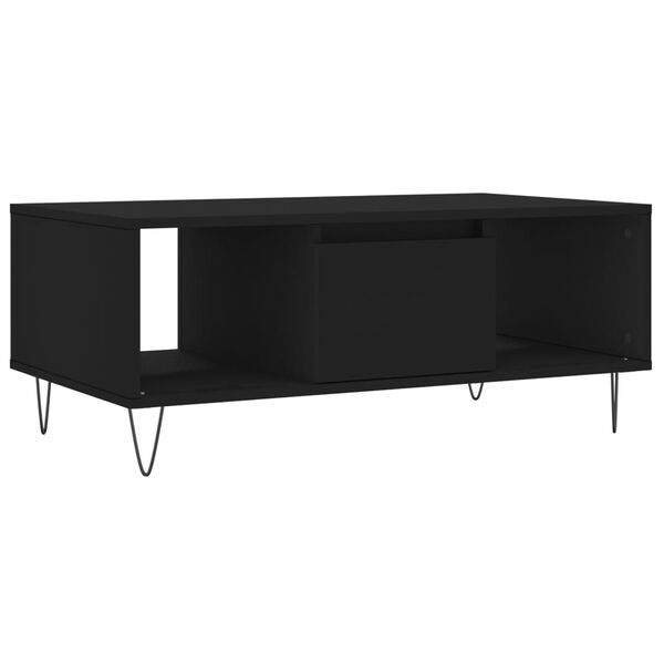 vidaXL Coffee Table Black Engineered Wood, Metal Medium Coffee Table