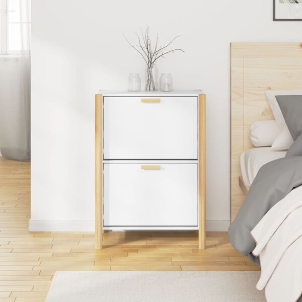 vidaXL Shoe Cabinet White 22.6x13.0x31.5" Engineered Wood