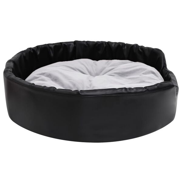 vidaXL Dog Bed Black and Grey Faux leather, plush, PP cotton, foam