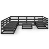 vidaXL Garden Lounge Set Black Solid Pinewood Modular Garden Lounge Set