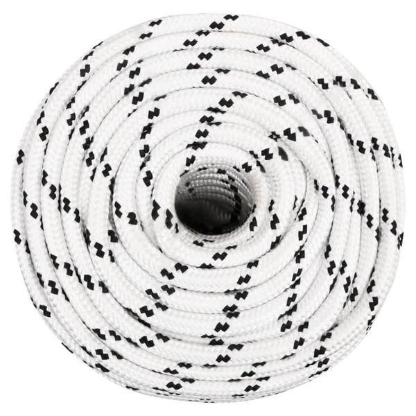 vidaXL Braided Boat Rope White 0.55 "x82.0 ' Polyester