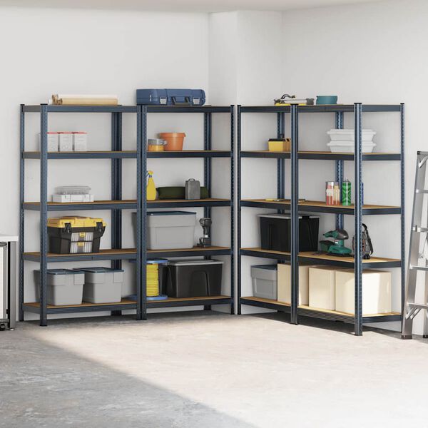 vidaXL 5-Layer Heavy-duty Shelves 4 pcs Anthracite Steel&Engineered Wood