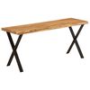 vidaXL Bench Natural wood, Black Solid acacia wood, Powder-coated steel