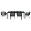 vidaXL Garden Dining Set with Cushion 7 pcs Black Powder-Coated Steel