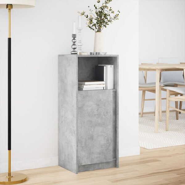 vidaXL Sideboard Concrete gray Engineered wood, Glass Compact Sideboard