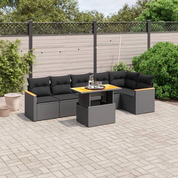 vidaXL Garden Sofa Set Black