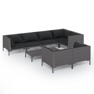 vidaXL Garden Lounge Set Dark Grey, Black