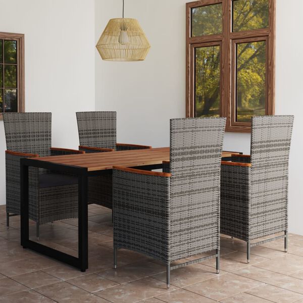 vidaXL 5 Piece Patio Dining Set Gray
