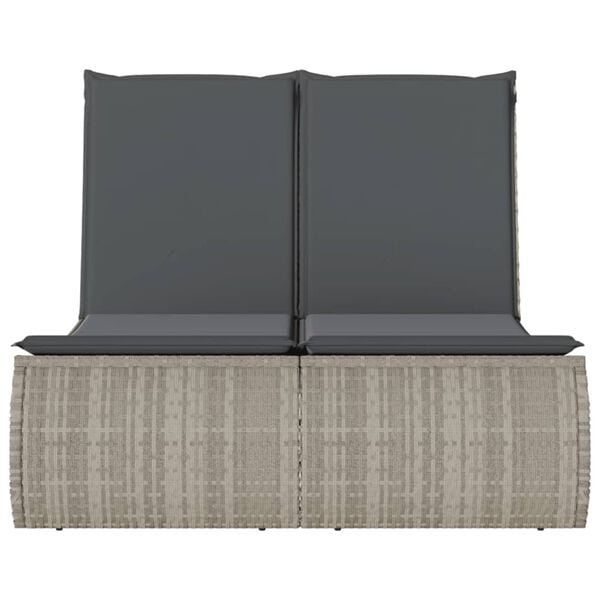 vidaXL Double Sun Lounger Light grey PE rattan, Powder-coated steel Double