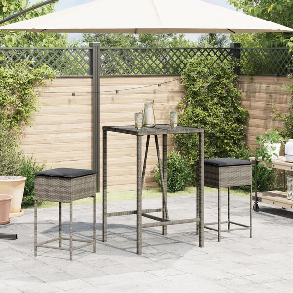 vidaXL Garden Bar Set Grey, Dark Grey, Black