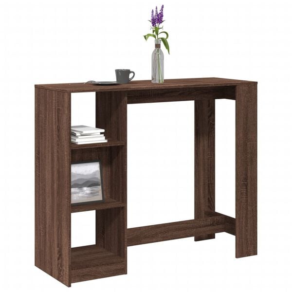 vidaXL Bar Table Brown Oak Engineered Wood Tall Bar Table Rectangular