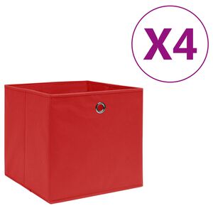 vidaXL Storage Boxes 4 pcs Non-woven Fabric 11"x11"x11" Red
