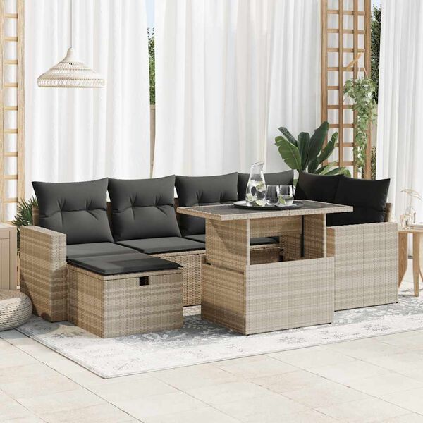 vidaXL Garden Sofa Set Light Grey, Dark Grey, Black