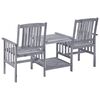 vidaXL Patio Chairs with Tea Table and Cushions Solid Acacia Wood (311884+314059)