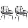 vidaXL Garden Chair Black PE Rattan Standard size for adults