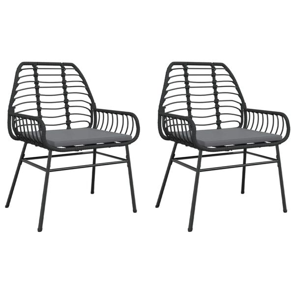 vidaXL Garden Chair Black PE Rattan Standard size for adults