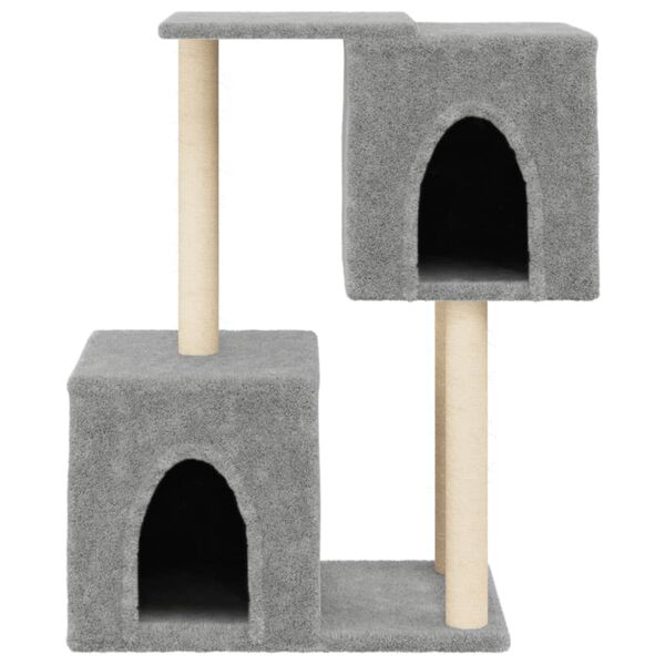 vidaXL Cat Tree Light grey Engineered wood, plush, sisal Medium Cat Tree