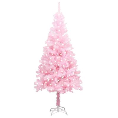 vidaXL Artificial Pre-lit Christmas Tree with Stand Pink 94.5" PVC