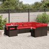 vidaXL 10 Piece Garden Sofa Set with Cushions Brown Poly Rattan
