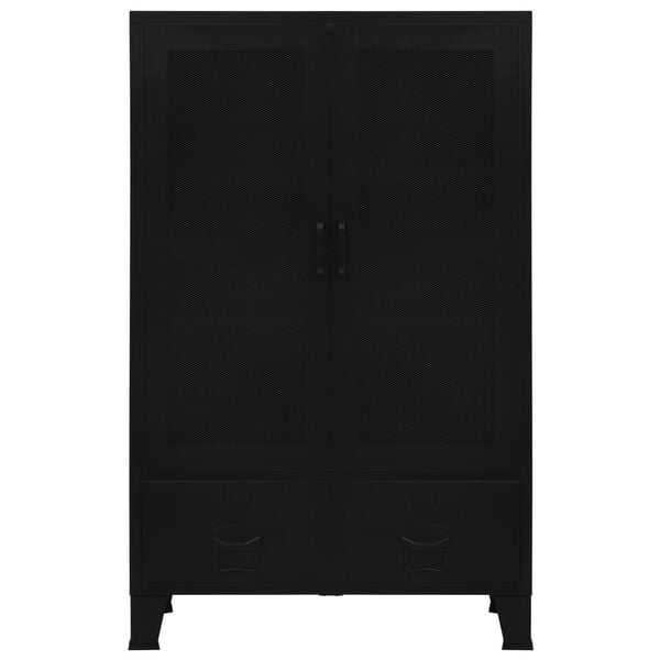 vidaXL Office Cabinet Black Steel, Plastic Medium Filing Cabinet