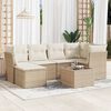 vidaXL Garden Sofa Set Beige PE Rattan, Powder-Coated Steel, Tempered Glass