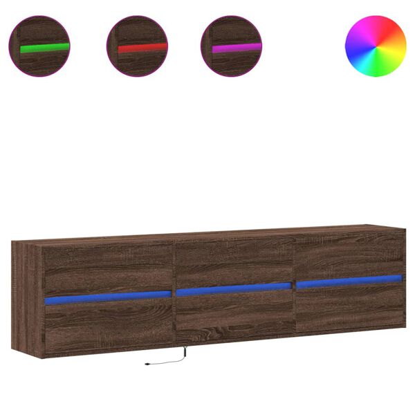 vidaXL TV Wall Cabinet Brown oak Engineered wood 70.9 in TV Wall Cabinet