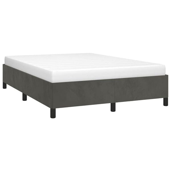 vidaXL Bed Frame Dark Grey Velvet, Plywood, Engineered wood Full Storage