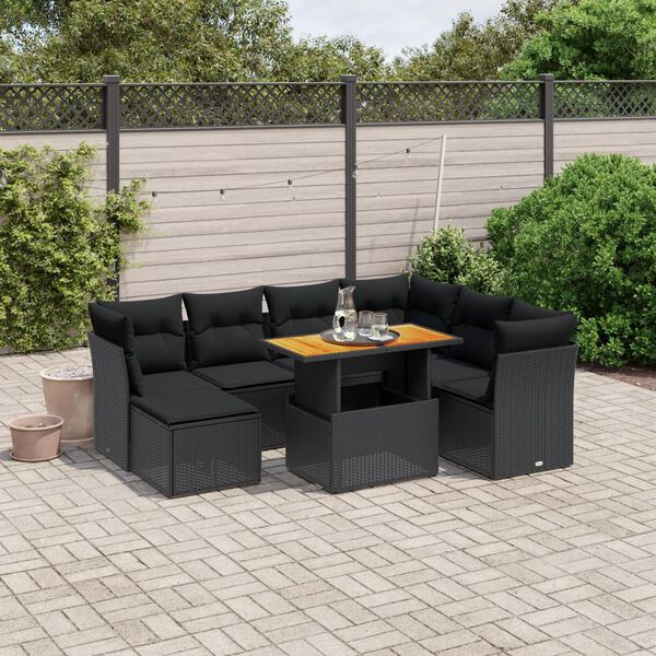 vidaXL Garden Sofa Set Black