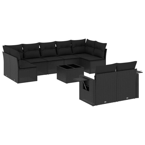 vidaXL Garden Sofa Set Black