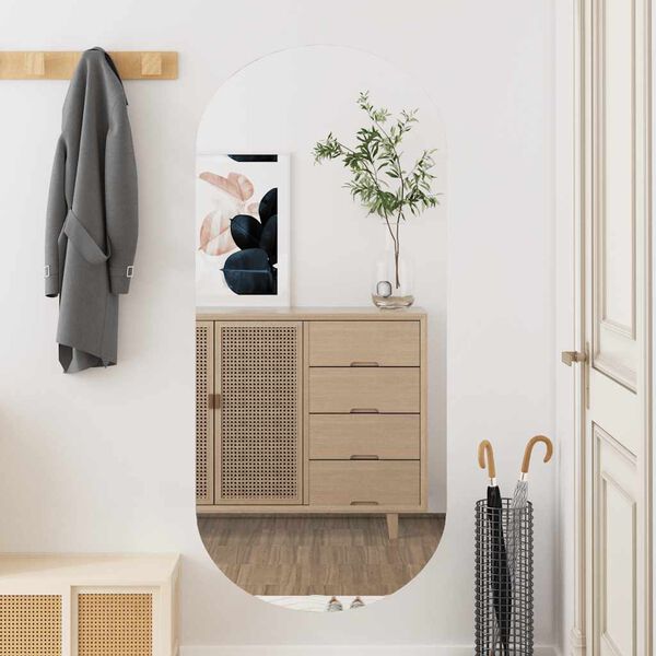 vidaXL Wall Mirror Transparent Glass 17.7 x 39.4 in Wall Mirror Oval