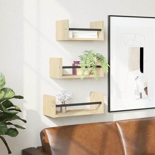 vidaXL Wall Shelf Set Sonoma Oak Engineered wood Medium Wall mounting