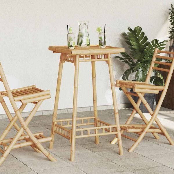 vidaXL Outdoor Bar Table Bamboo Tall Footrest Outdoor Bar Table Square
