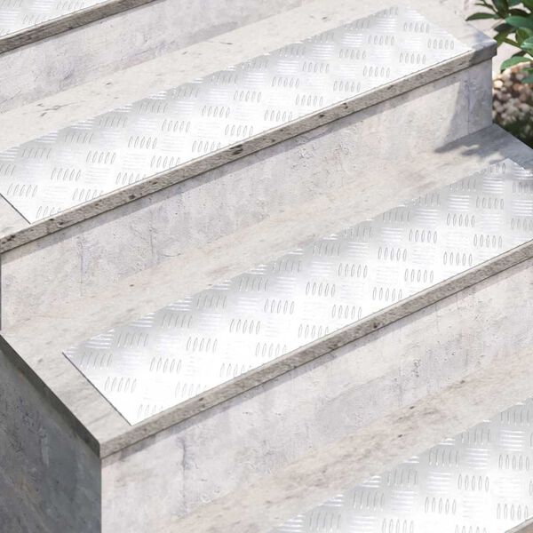 vidaXL Stair Tread Rectangular 4 pcs Silver 35.43 x 7.87 in Aluminium